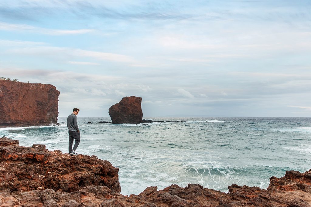 Man on the beach in Lanai