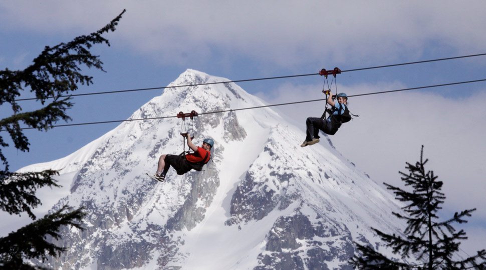 Zip-lining in Whistler