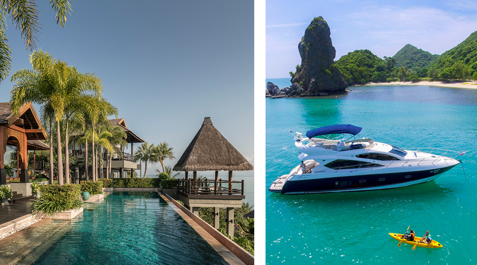 Four Seasons Resort Koh Samui exterior / Yacht with kayak