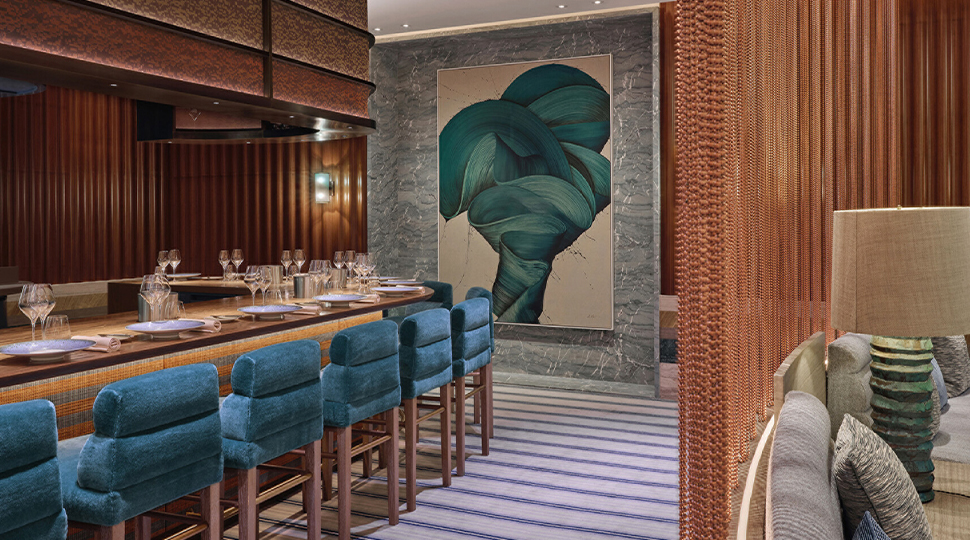 Bar counter at Pavyllon London