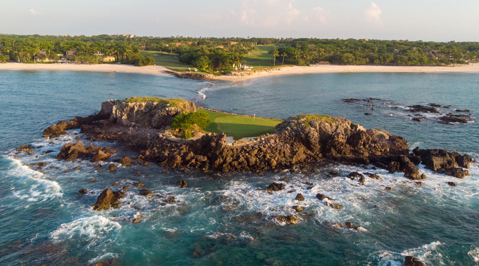 Tail of the Whale island green in Punta Mita