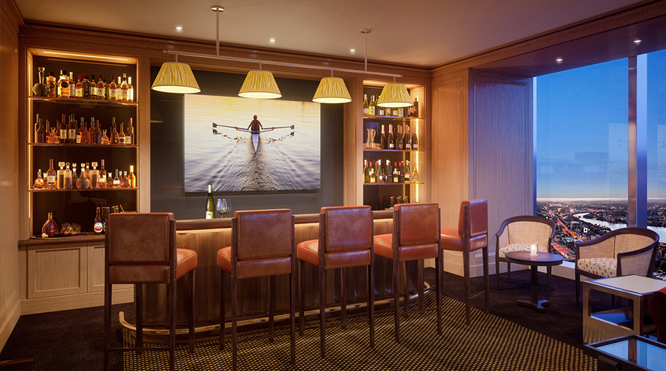 Dimly lit bar area
